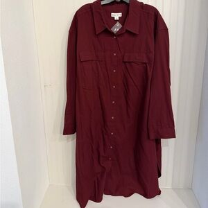 Ava & Viv Maroon Shirt Dress